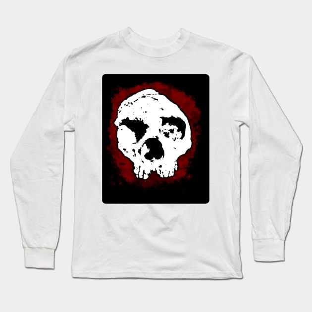 Dark and Gritty Neanderthal Skull Caveman Long Sleeve T-Shirt by MacSquiddles